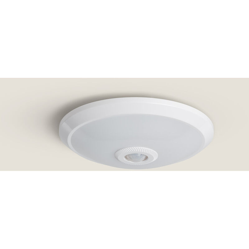 foto del prodotto plafoniera led 12w con sensore di movimento pir e crepuscolare design bianco naturale 4000k
