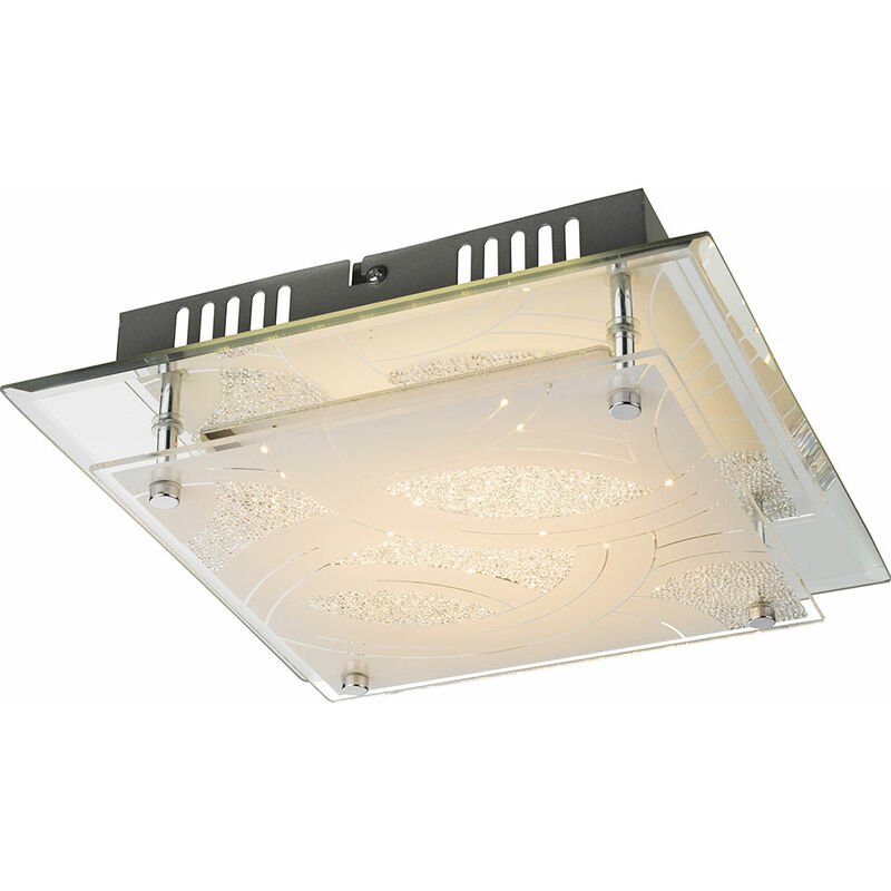 foto del prodotto plafoniera led 12w illuminazione vetro cromato globo noir ii 48211 12