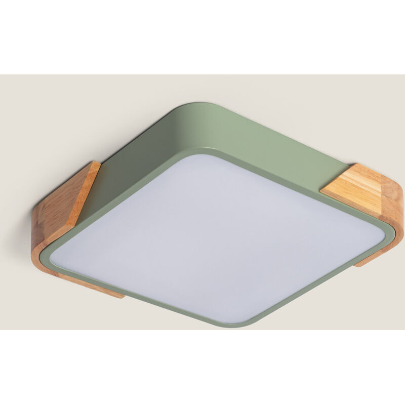 foto del prodotto plafoniera led 18w quadrata legno 325x325 mm cct selezionabile semi dari verde celadon