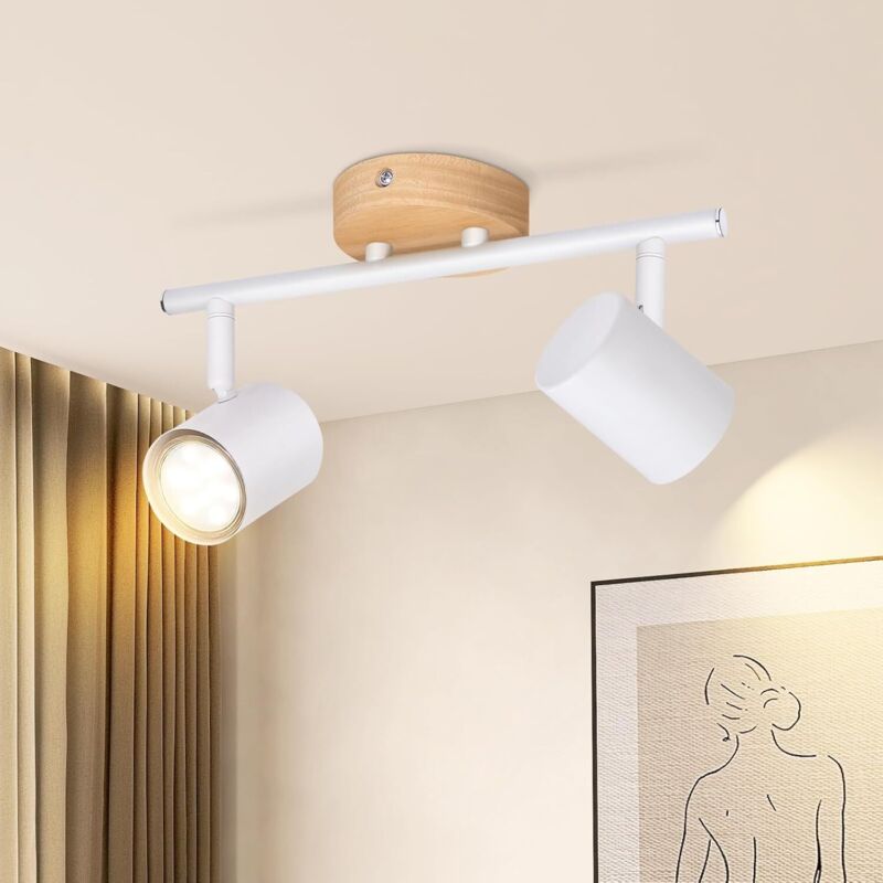 foto del prodotto plafoniera led 2 fiamma bianca gbly plafoniera gu10 faretto orientabile applique in legno faretto da parete per soggiorno camera da letto corridoio