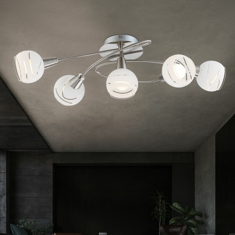 foto del prodotto plafoniera led 20 watt in vetro nichel lampada illuminazione plafoniera apparecchio luce