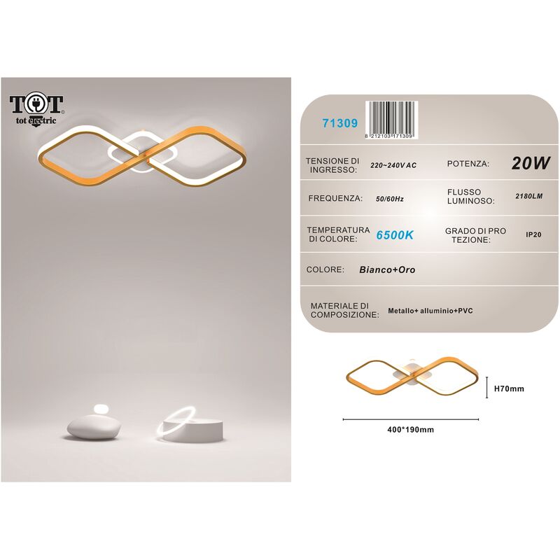 foto del prodotto plafoniera led 20w intrecciato quadrato oro lampada da soffitto design moderno luce per camera soggiorno cucina bianco freddo