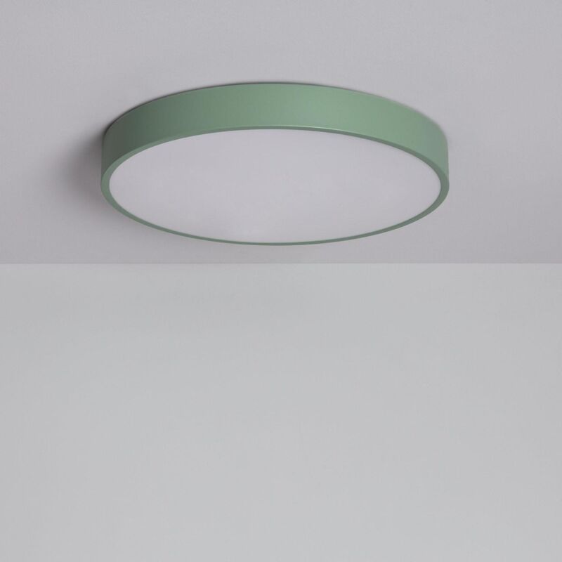 foto del prodotto plafoniera led 24w circolare metallo 400 mm cct selezionabile iris verde celadon