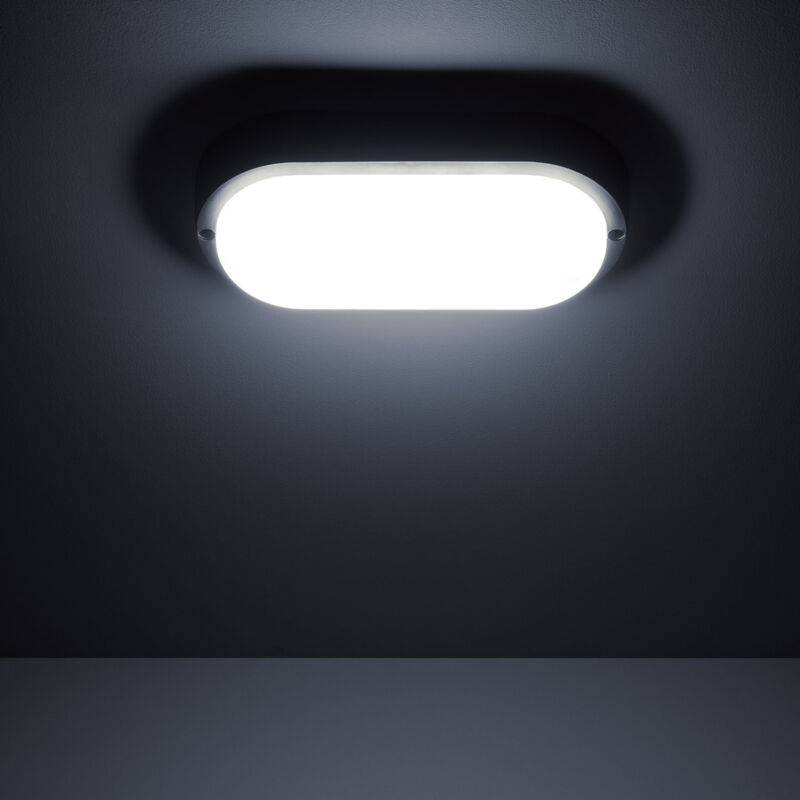 foto del prodotto plafoniera led 25w ovale per esterni 96x198 mm ip65 hublot black bianco freddo 6500k