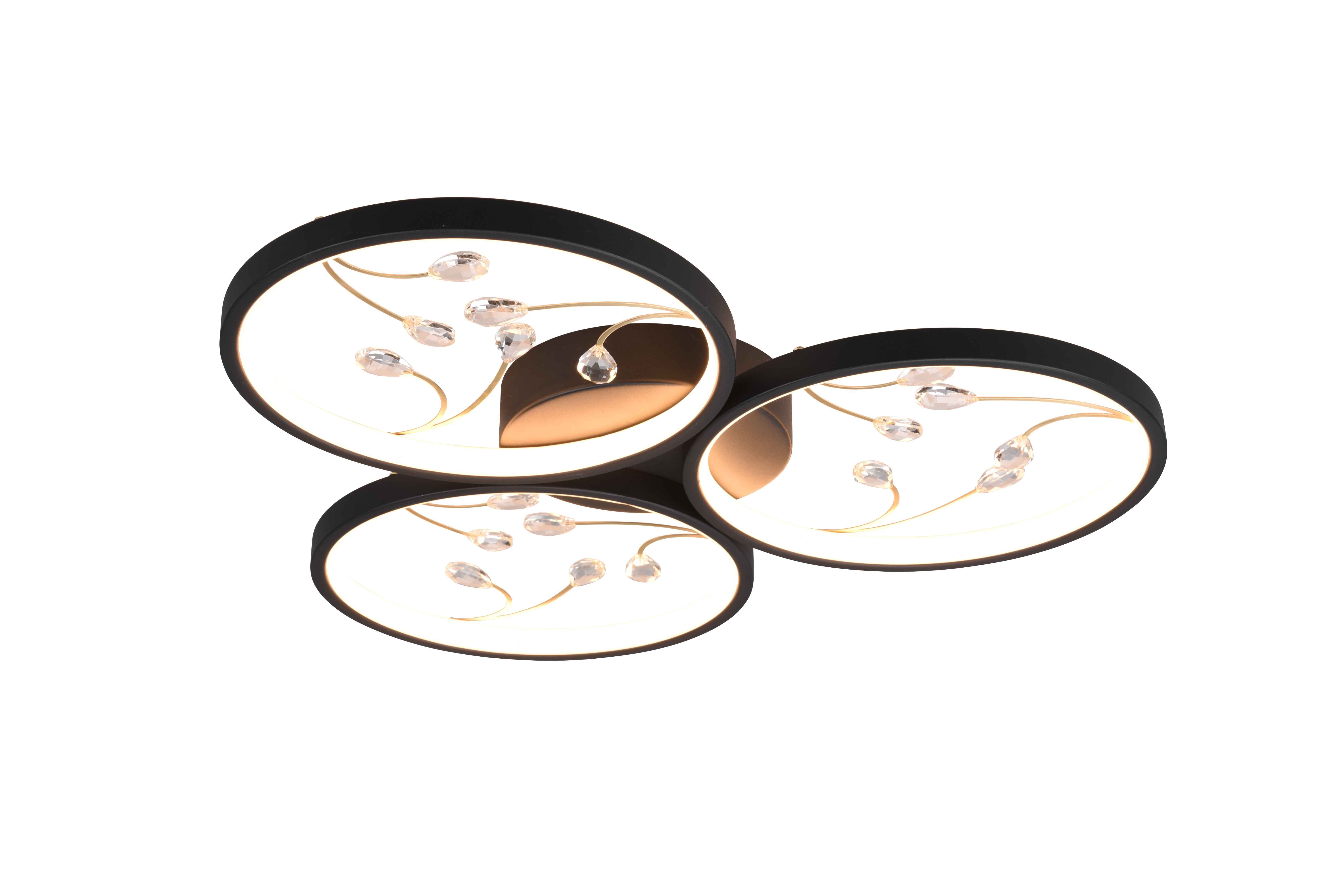 foto del prodotto plafoniera led 3 cerchi con decori, matallo, nero, d 62 cm, groovy