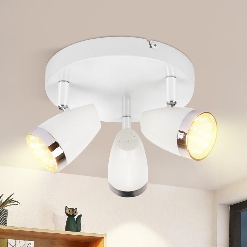 foto del prodotto plafoniera led 3 faretti a plafoniera led moderna rotonda 3 lampadine bianco caldo 3000 k orientabile 350 12w per corridoio cucina soggiorno sala da