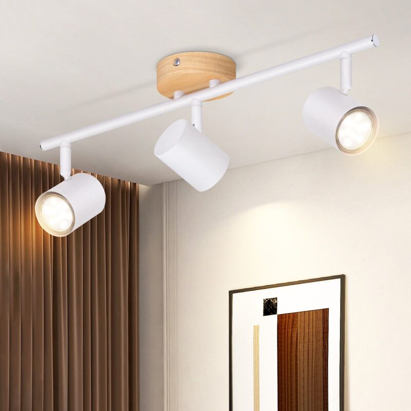 foto del prodotto plafoniera led 3 fiamma bianca gbly plafoniera gu10 faretto orientabile applique in legno faretto da parete per soggiorno camera da letto corridoio