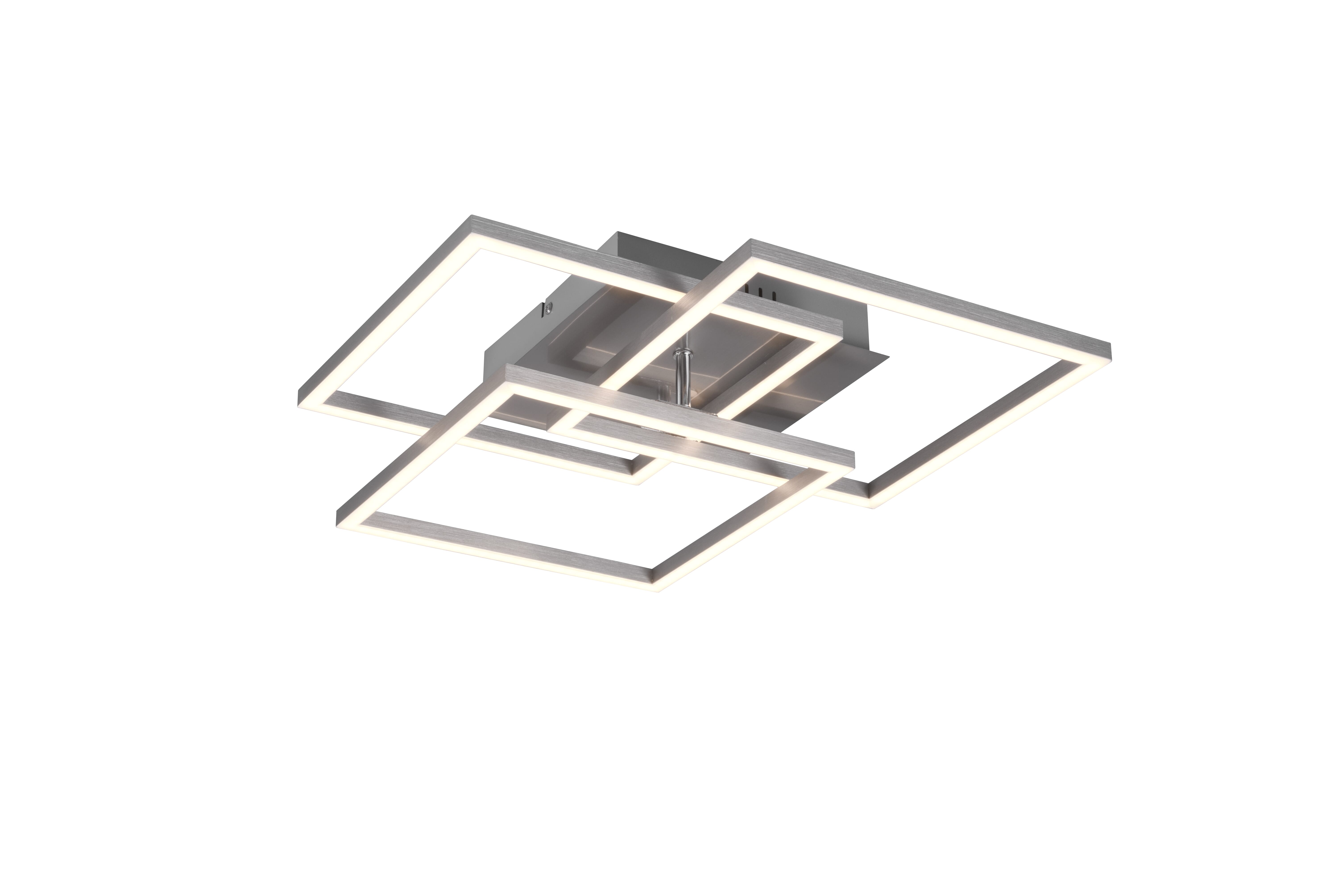 foto del prodotto plafoniera led 3 quadrati con telecomando moynash nichel