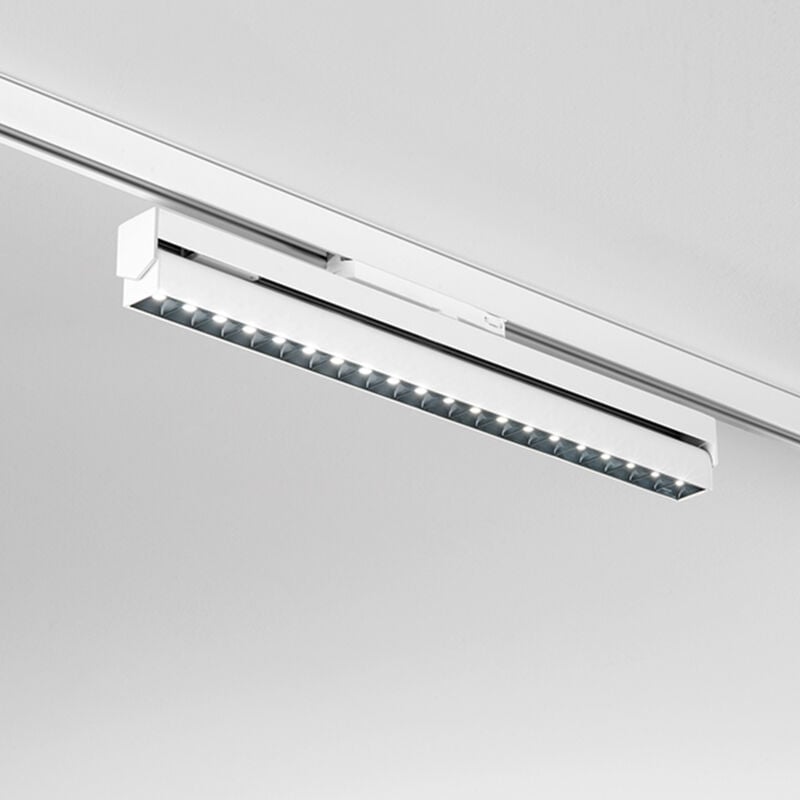 foto del prodotto plafoniera led 30w 2083lm cct 3000k 4000k 6000k in metallo verniciato bianco per binario trifase girevole e orientabile