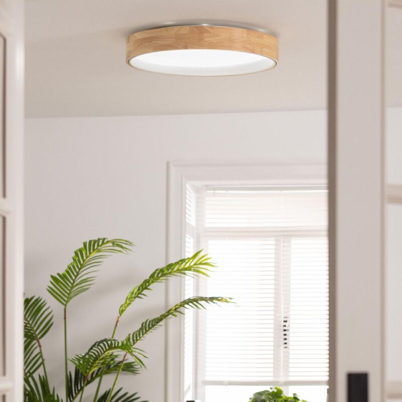 foto del prodotto plafoniera led 30w circolare legno 570 mm cct selezionabile dari bianco