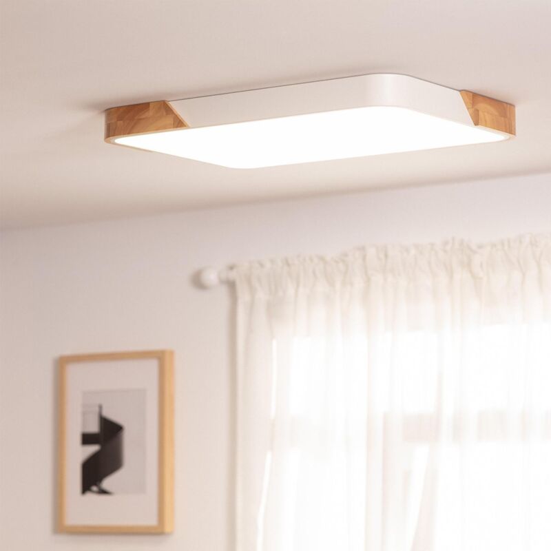 foto del prodotto plafoniera led 30w rettangolare legno e metallo 625x425 mm cct selezionabile semi dari bianco