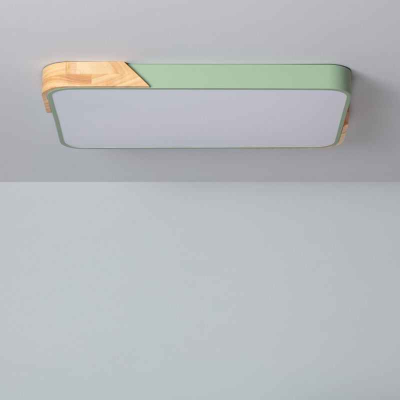 foto del prodotto plafoniera led 30w rettangolare legno e metallo 625x425 mm cct selezionabile semi dari verde