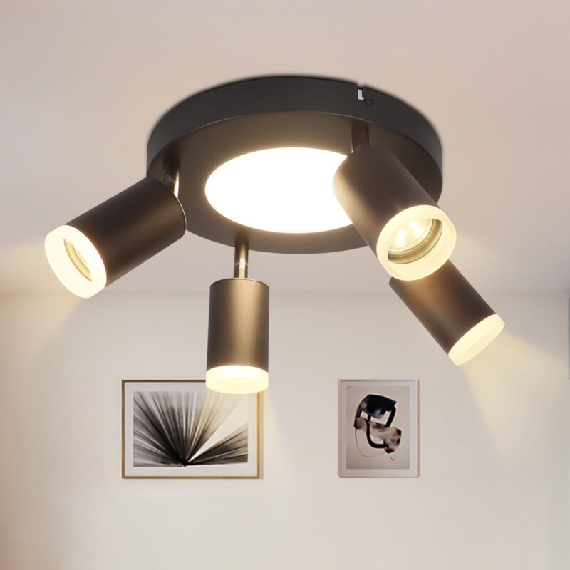 foto del prodotto plafoniera led 4 faretti da soffitto faretti da soffitto gu10 plafoniera nera plafoniera da camera lampada 3000k lampada da cucina 20w orientabile