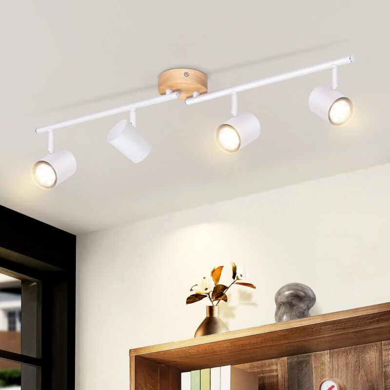 foto del prodotto plafoniera led 4 fiamma bianca gbly plafoniera gu10 faretto orientabile applique in legno faretto da parete per soggiorno camera da letto corridoio