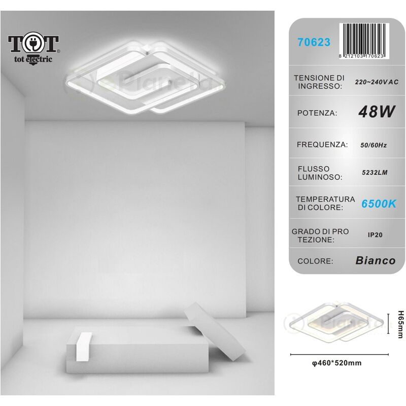 foto del prodotto plafoniera led 48w quadrata spirale vortice bianco lampadario da soffitto moderno luce bianco naturale bianco freddo