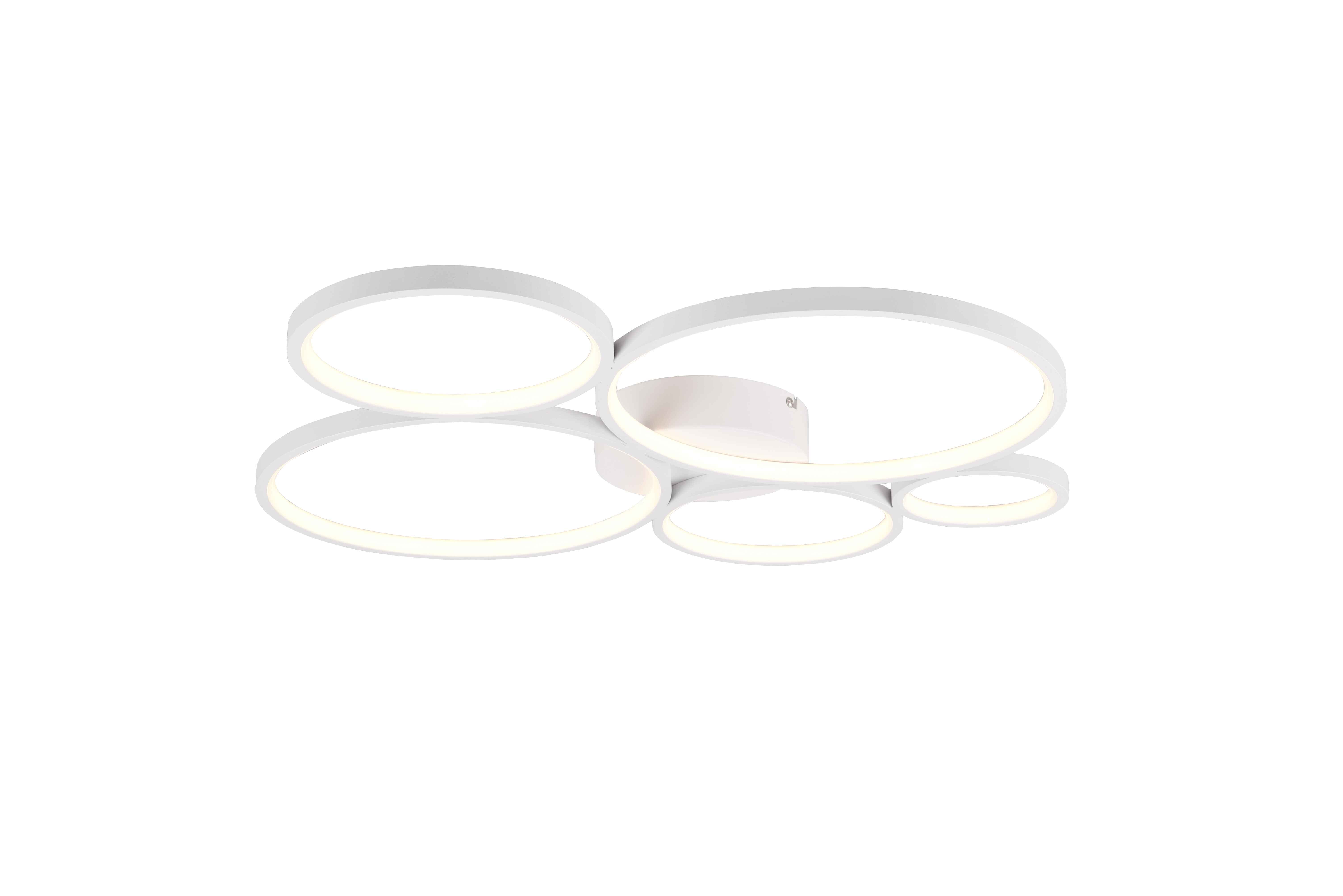 foto del prodotto plafoniera led 5 cerchi, metallo, bianco opaco, l 59 cm, rondo