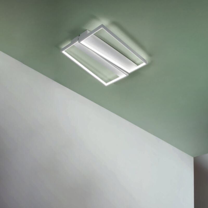 foto del prodotto plafoniera led 50x46 cm square in metallo bianco e diffusore polimerico