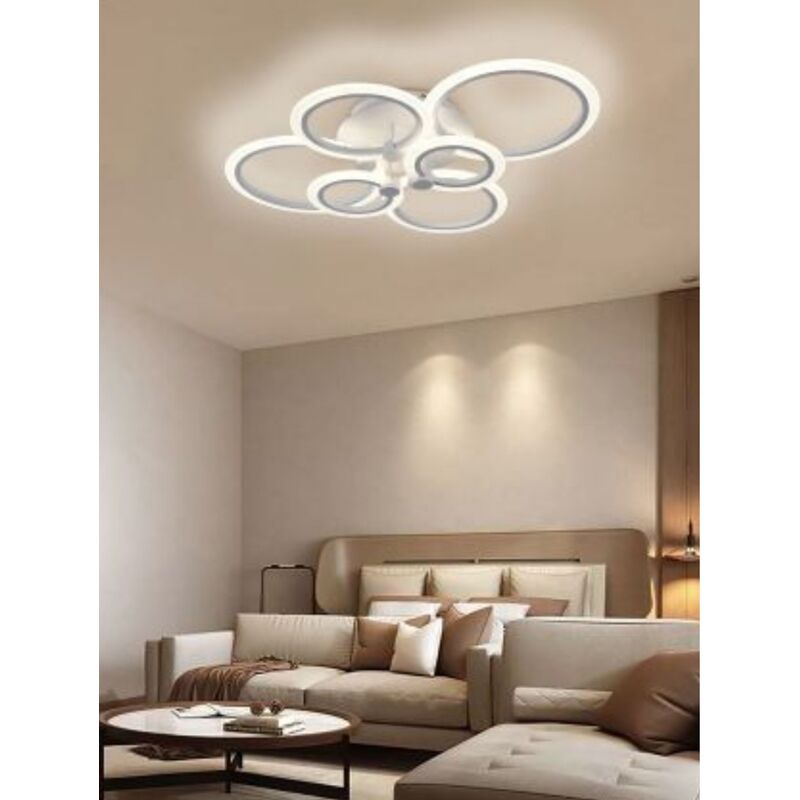 foto del prodotto plafoniera led 51w 6 cerchi lampadario da soffitto bianco design moderno per camera luce fredda naturale calda naturale 4000k