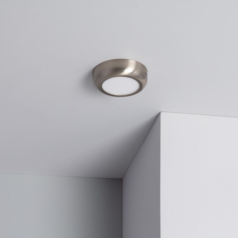 foto del prodotto plafoniera led 6w circolare metallo 120 mm design argento 4000k bianco naturale