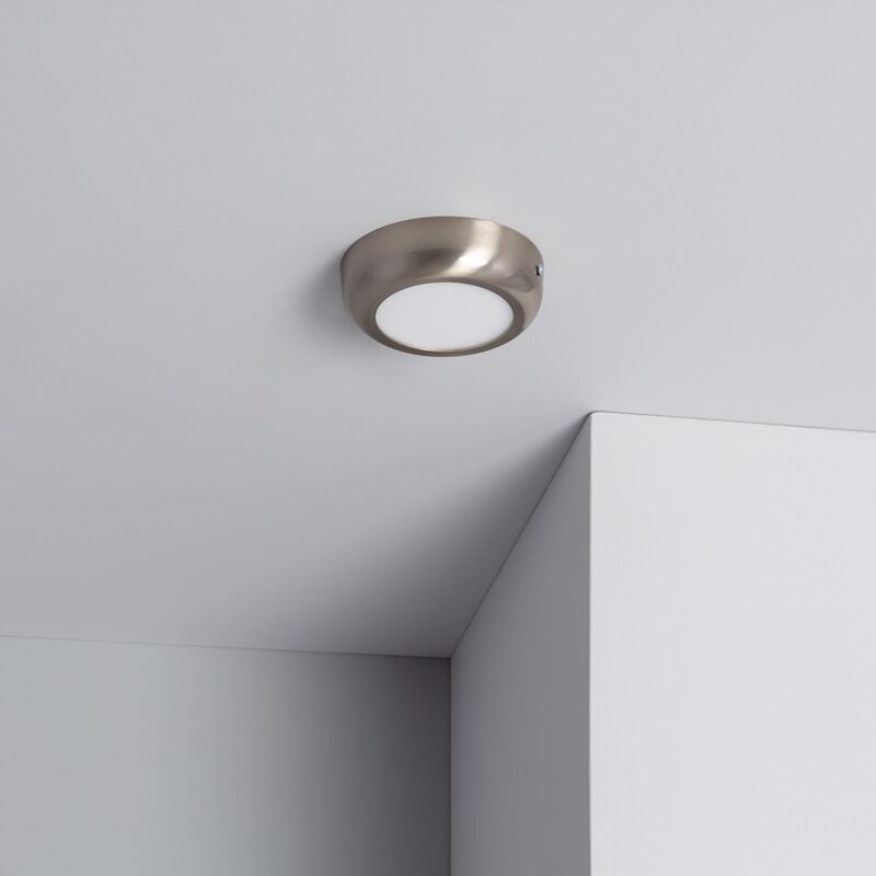 foto del prodotto plafoniera led 6w circolare metallo 120 mm design argento bianco naturale 4000k