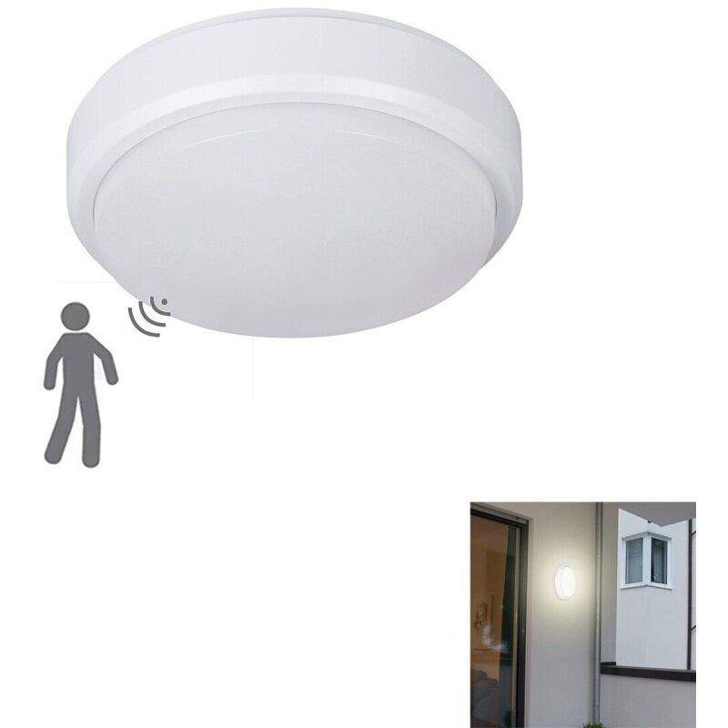 foto del prodotto plafoniera led 9w dome tondo circolare sensore movimento ip56 bianco 4000k 1552