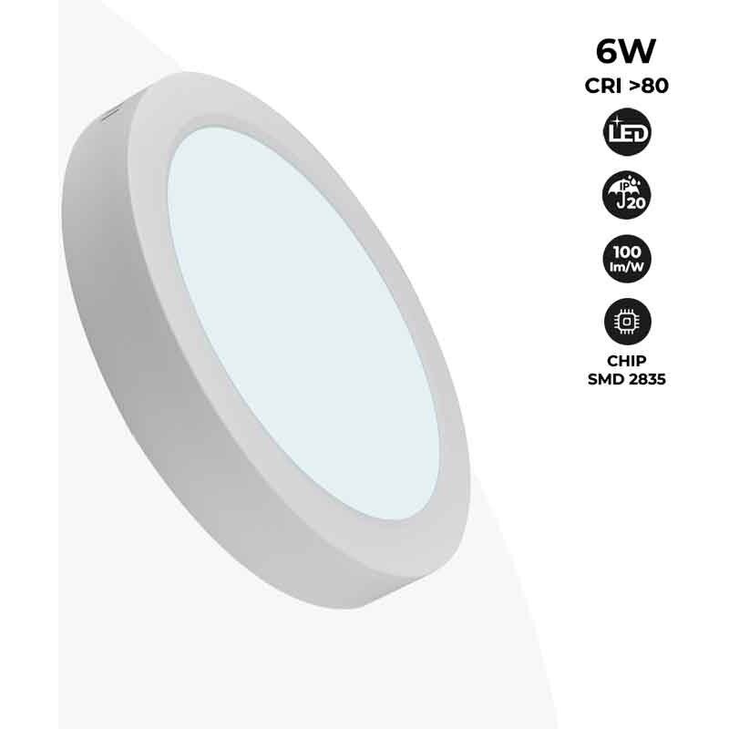 foto del prodotto plafoniera led a superficie 6w ad alta efficienza bianco freddo
