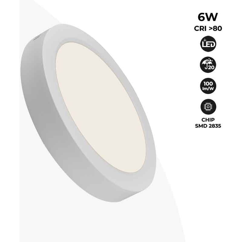 foto del prodotto plafoniera led a superficie 6w ad alta efficienza bianco neutro