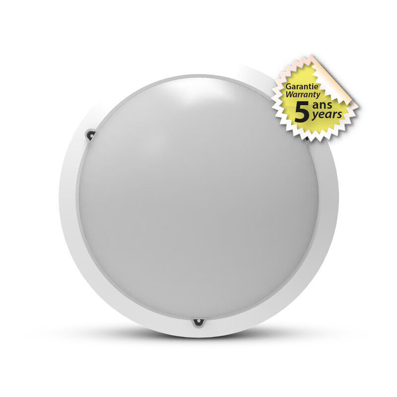 foto del prodotto plafoniera led bianca rotonda 300mm 20w 2500lm 3000k bianco caldo ip65 5 anni di garanzia