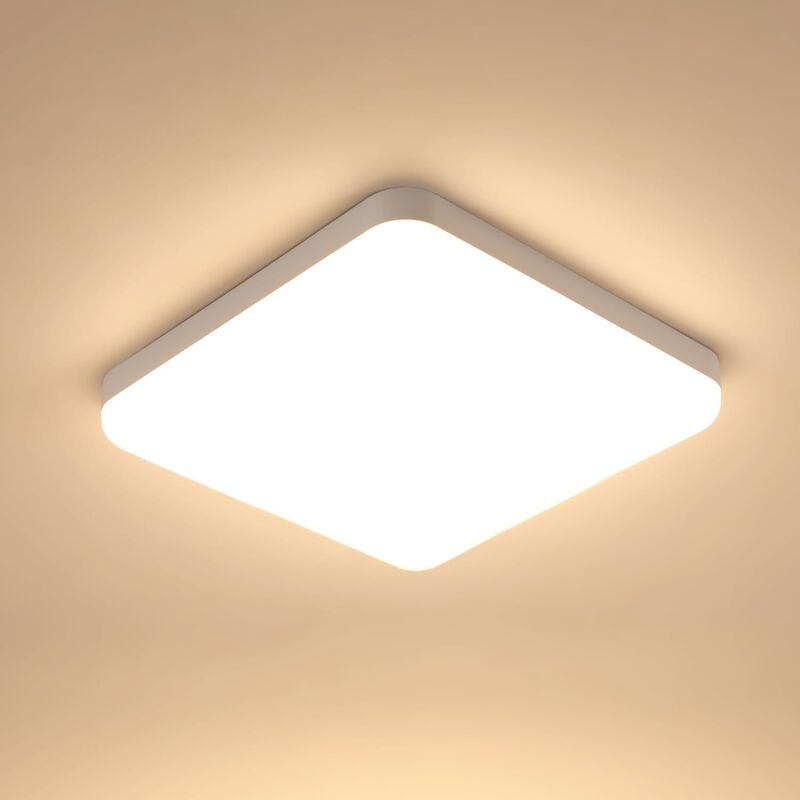 foto del prodotto plafoniera led bianco caldo 3000k quadrato 25x25cm plafoniera da bagno impermeabile ip54 per bagno camera da letto soggiorno cucina goeco