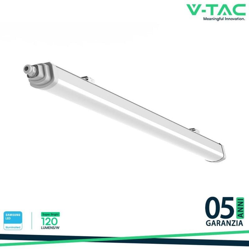 foto del prodotto plafoniera led chip samsung impermeabile 36w 120lm w collegabile gt series 120cm 4000k ip65 v tac