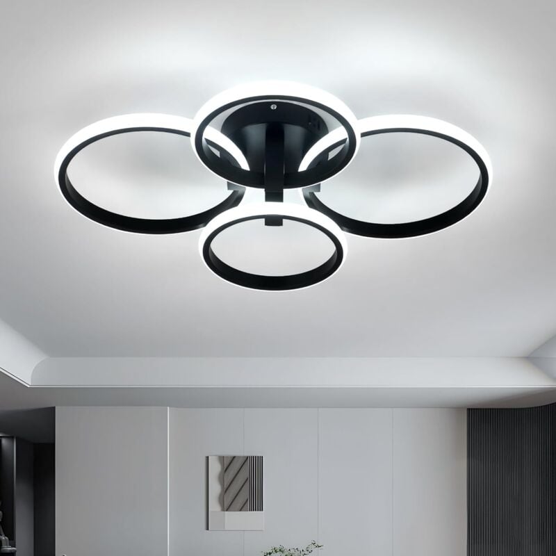foto del prodotto plafoniera led circolare goeco 4 teste, nera, 57,5x46x11,5 cm, luce bianca 48w, ideale per ampi spazi