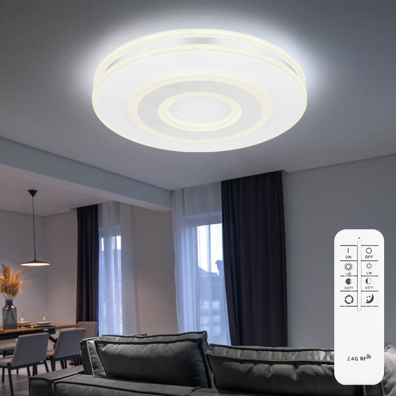 foto del prodotto plafoniera led con telecomando plafoniera soggiorno dimmerabile bianco, cct, 48w 3800lm bianco caldobianco freddo, dxh 42x6,5 cm