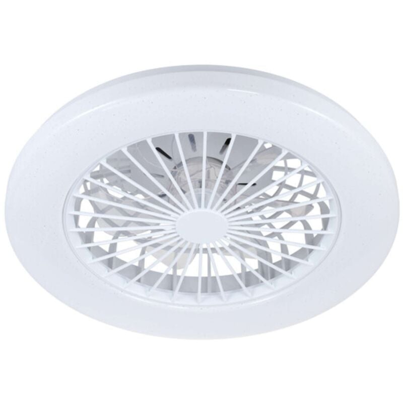 foto del prodotto plafoniera led con ventilatore 45w bianca 48cm effetto stellato cct