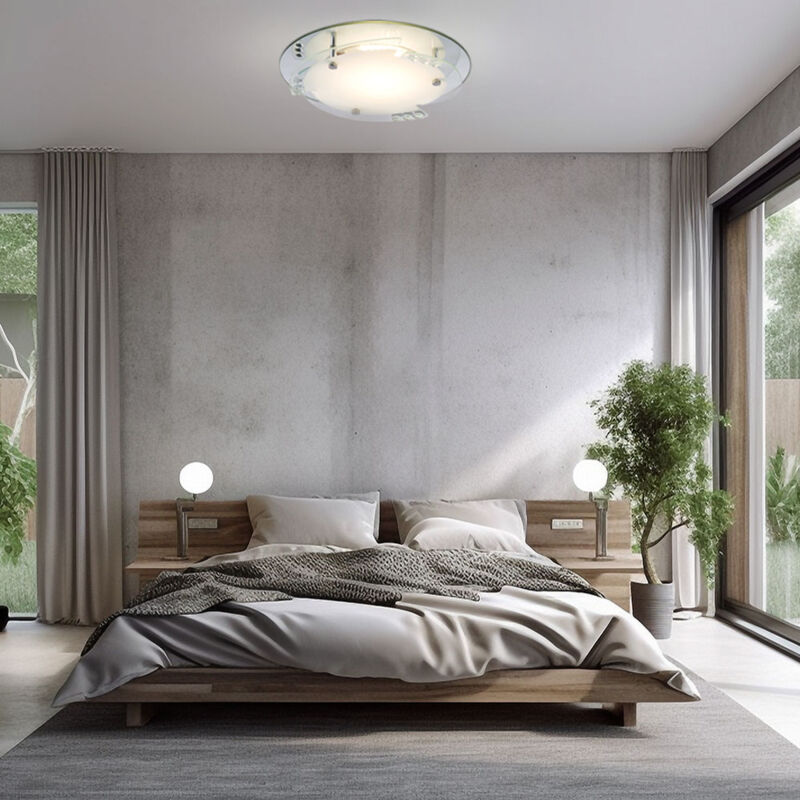 foto del prodotto plafoniera led cristallo plafoniera vetro bianco soggiorno luce bianca, 12w 680lm bianco caldo, dxh 25x9,5 cm