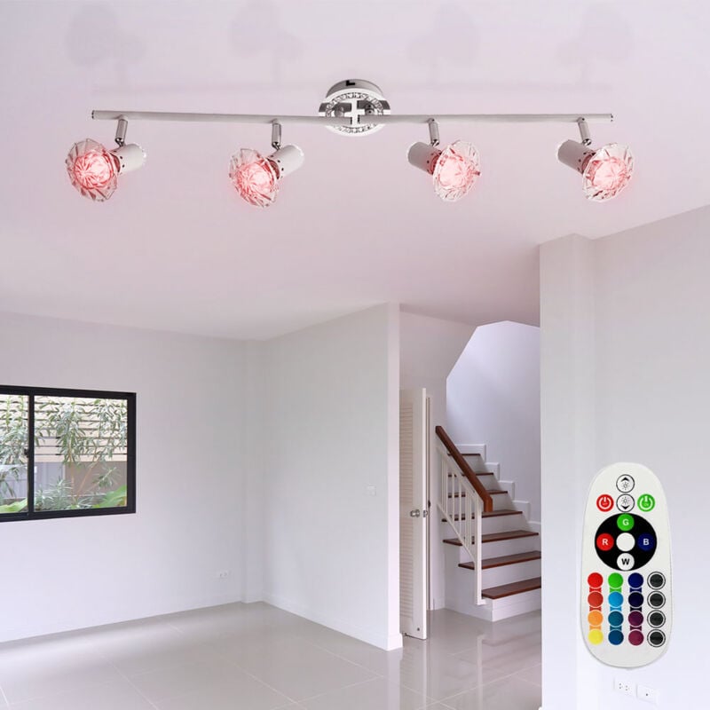 foto del prodotto plafoniera led cromo spot bar mobile soggiorno cristallo faretto globo 57303 4