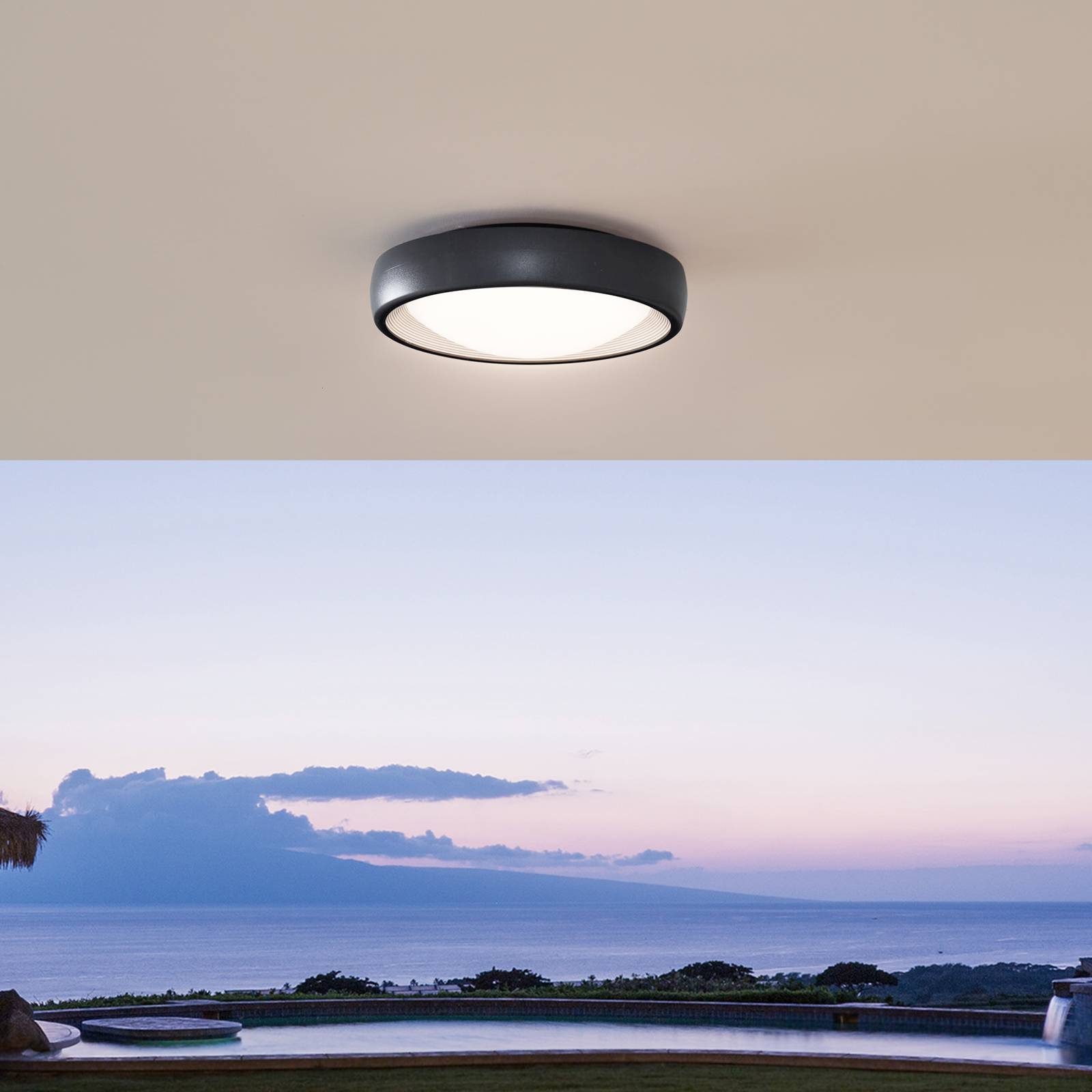 foto del prodotto plafoniera led da esterni lindby niniel, nero, 25 cm