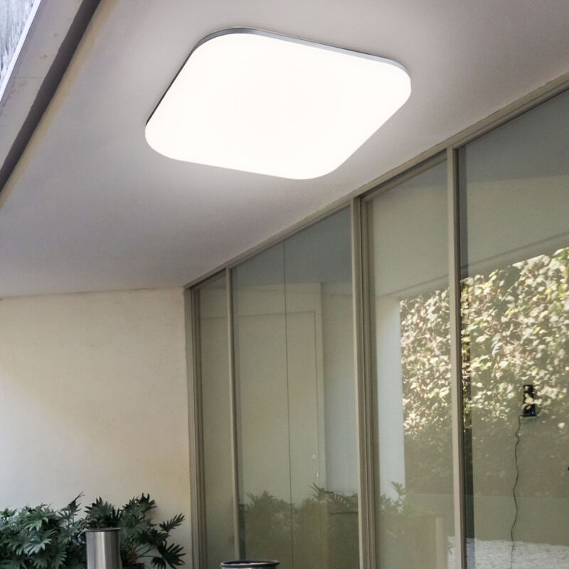 foto del prodotto plafoniera led da esterno lampada angolare bianco opalino illuminazione giardino faretto argento