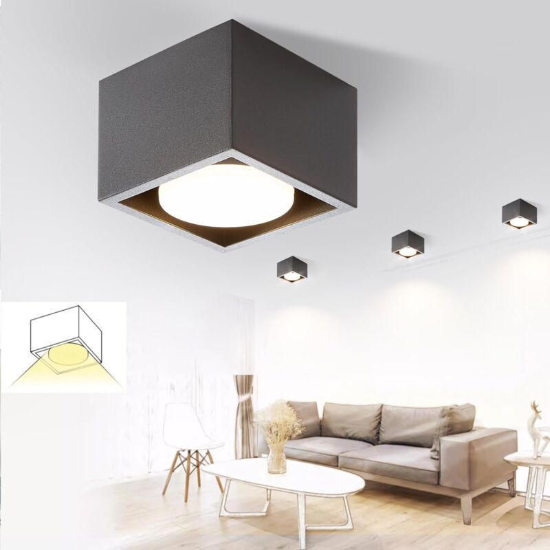 foto del prodotto plafoniera led da incasso, bianca,1 faretti moderni, quadrati e orientabili, faretto 5w gx53, bianco caldo, per la cucina, lampadina non inclusa.nera