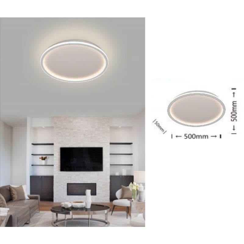 foto del prodotto plafoniera led da soffitto 43w lampadario tondo cerchio bianco design moderno luce bianco naturale per camera cucina salotto naturale