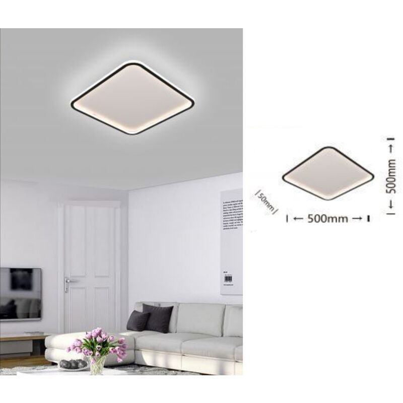 foto del prodotto plafoniera led da soffitto 50w lampadario quadrato bianco design moderno luce fredda naturale per camera cucina salotto naturale 4000k