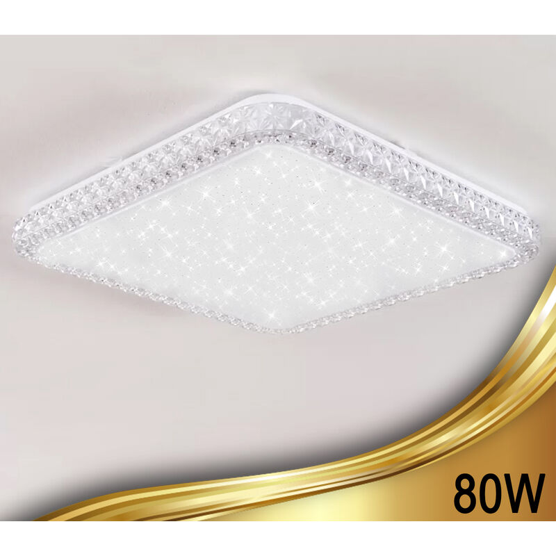 foto del prodotto plafoniera led da soffitto quadrata 80w luce fredda effetto cielo stellato 806