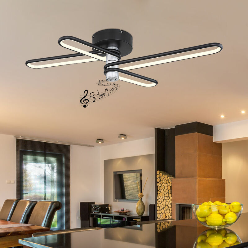 foto del prodotto plafoniera led design lampada soggiorno lampada sala da pranzo lampada cucina, altoparlante bluetooth, 35w 1400lm 3000k bianco caldo, h 18,5 cm