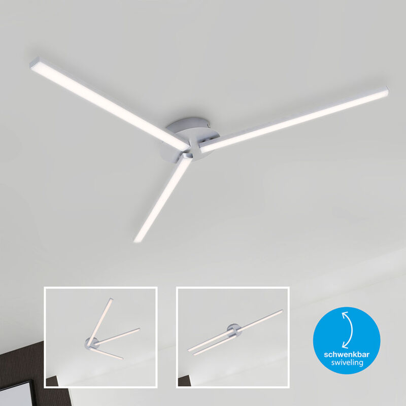 foto del prodotto plafoniera led design luce soggiorno lampada plafoniera camera da letto, metallo alluminio plastica bianco, 15w 1500lm bianco caldo, lxh 68,5x4,6 cm, briloner 3181-039