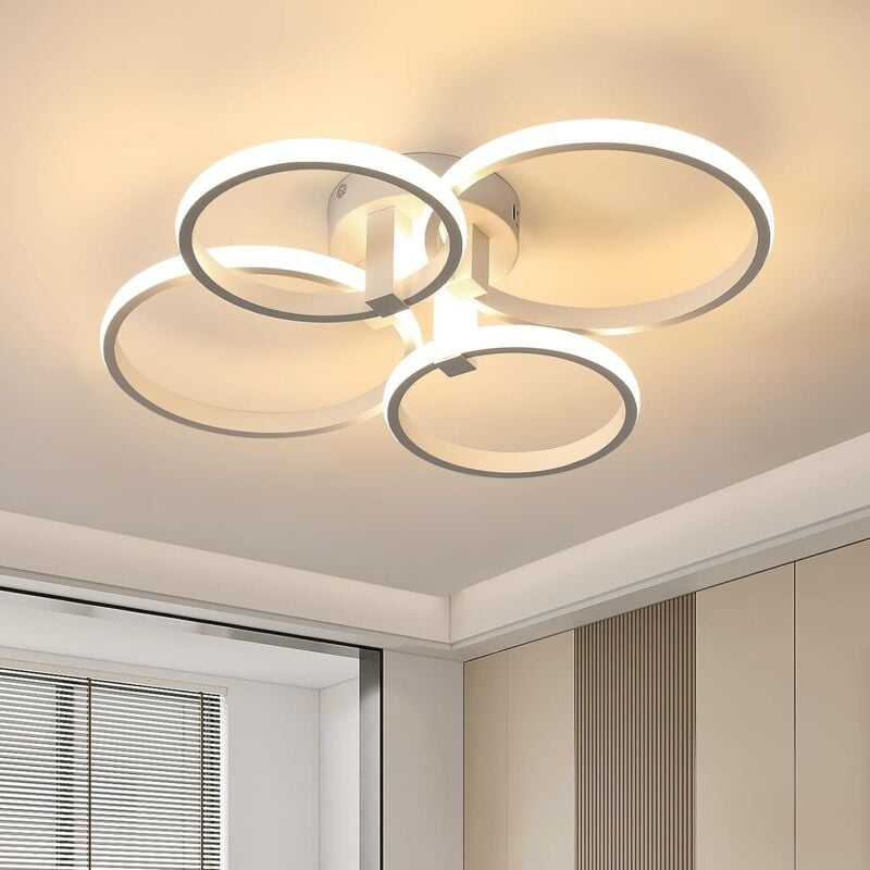 foto del prodotto plafoniera led design moderno bianco caldo 3000k anello lampada a soffitto per soggiorno, camera da letto, sala da pranzo, ufficio bianco goeco