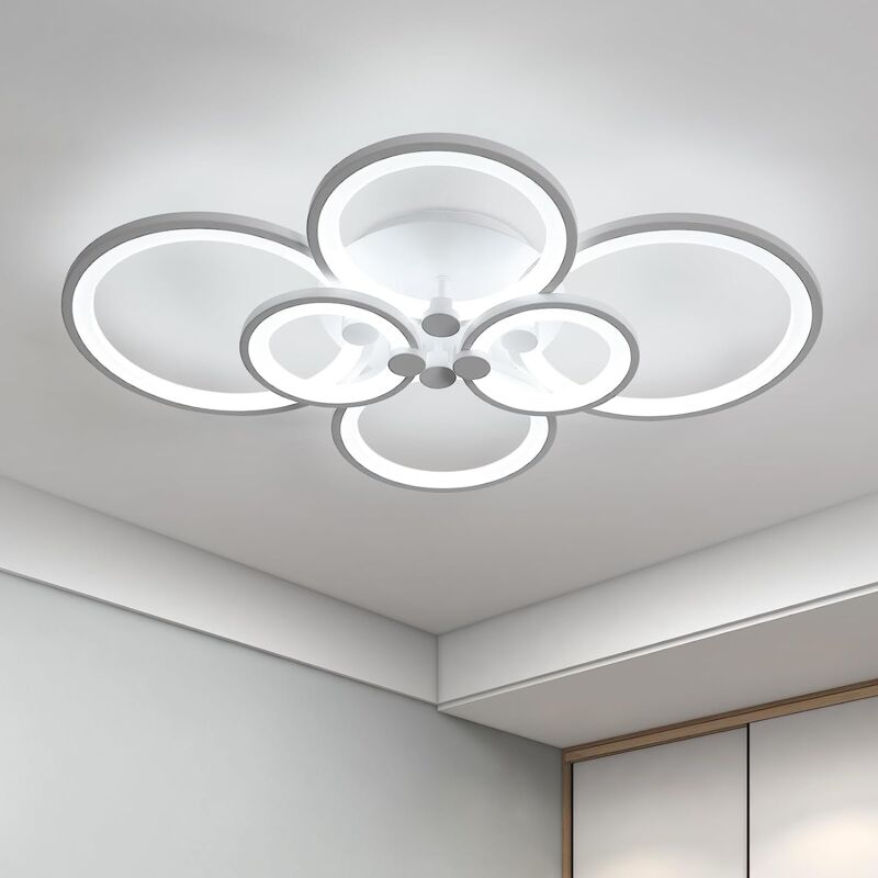 foto del prodotto plafoniera led design moderno bianco freddo 6000k 80w anello lampada a soffitto per soggiorno, camera da letto, sala da pranzo, ufficio bianco goeco