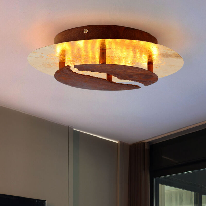 foto del prodotto plafoniera led dimmerabile di design plafoniera foglia oro ruggine, acciaio, 26w 2240lm bianco caldo, dxh 30x8 cm
