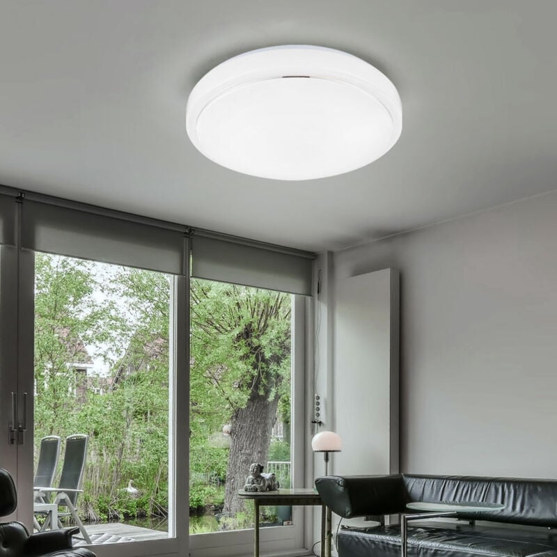 foto del prodotto plafoniera led dimmerabile, lampada da soffitto per soggiorno, moderna, alluminio bianco, 1x led 24w 1450lm bianco caldo, pxh 38x10 cm