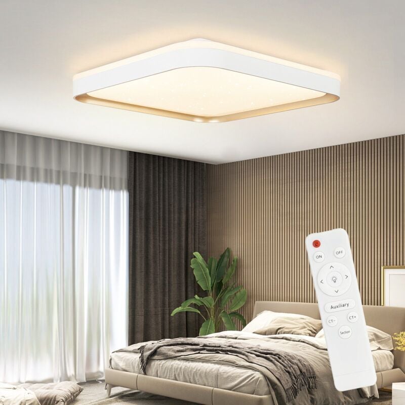 foto del prodotto plafoniera led dimmerabile moderna bianca con telecomando, 32w lampada da soffitto moderna lampada da camera da letto 30cm lampada da soffitto