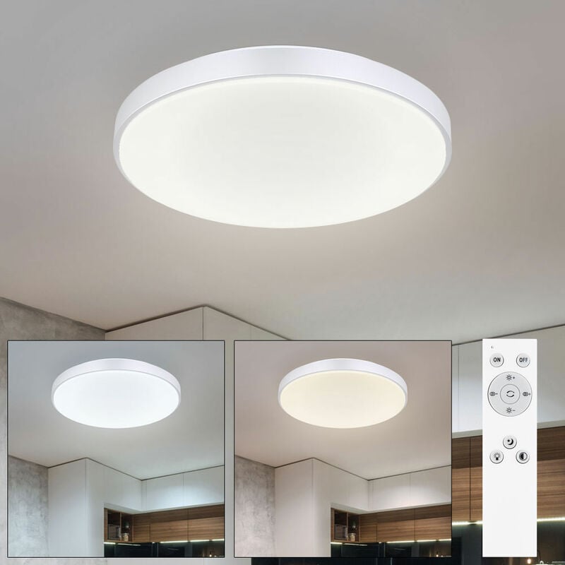 foto del prodotto plafoniera led dimmerabile plafoniera soggiorno plafoniera con telecomando, funzione memoria luce notturna cct, metallo argento bianco opale, 1x led