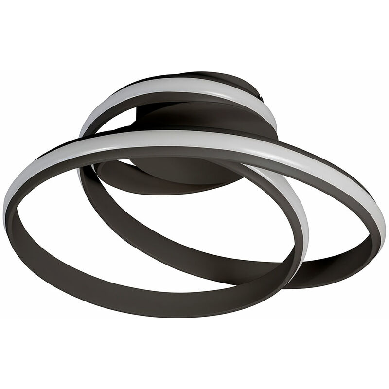 foto del prodotto plafoniera led dimmerabile tramite interruttore plafoniere soggiorno nero, metallo plastica, anello, 39w 2600lm bianco caldo, lxpxh 56x31,5x56 cm